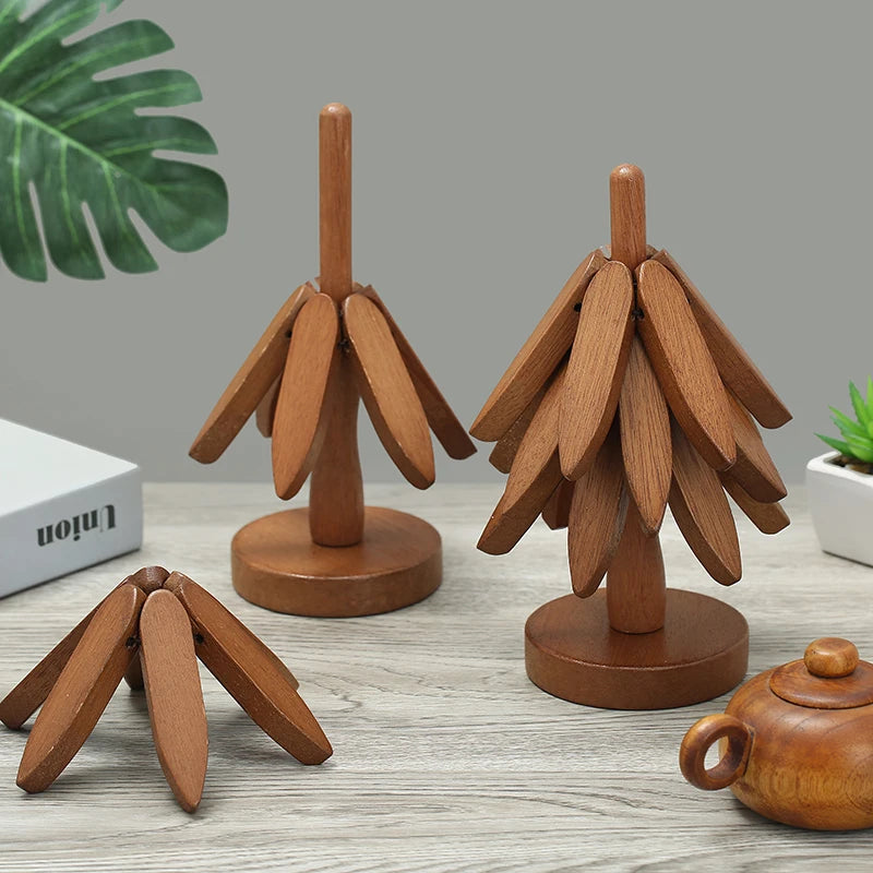 Tree Design Wooden Trivet Set