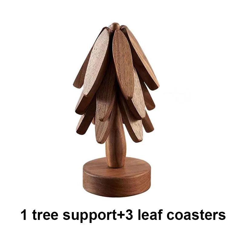 Tree Design Wooden Trivet Set