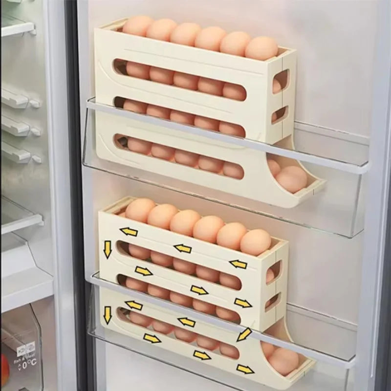 4-Tier Rolling Egg Storage Organizer