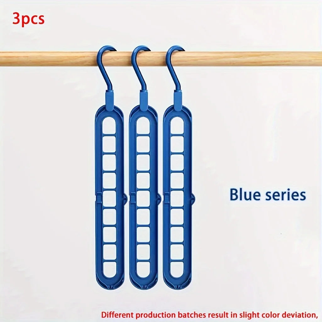 FlexiHang Foldable Hangers — 9-Hole Heavy Duty Space-Saving Clothes Organizers (3PCS Set)