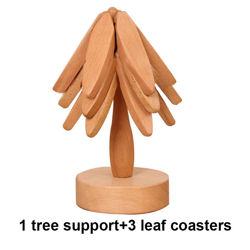 Tree Design Wooden Trivet Set
