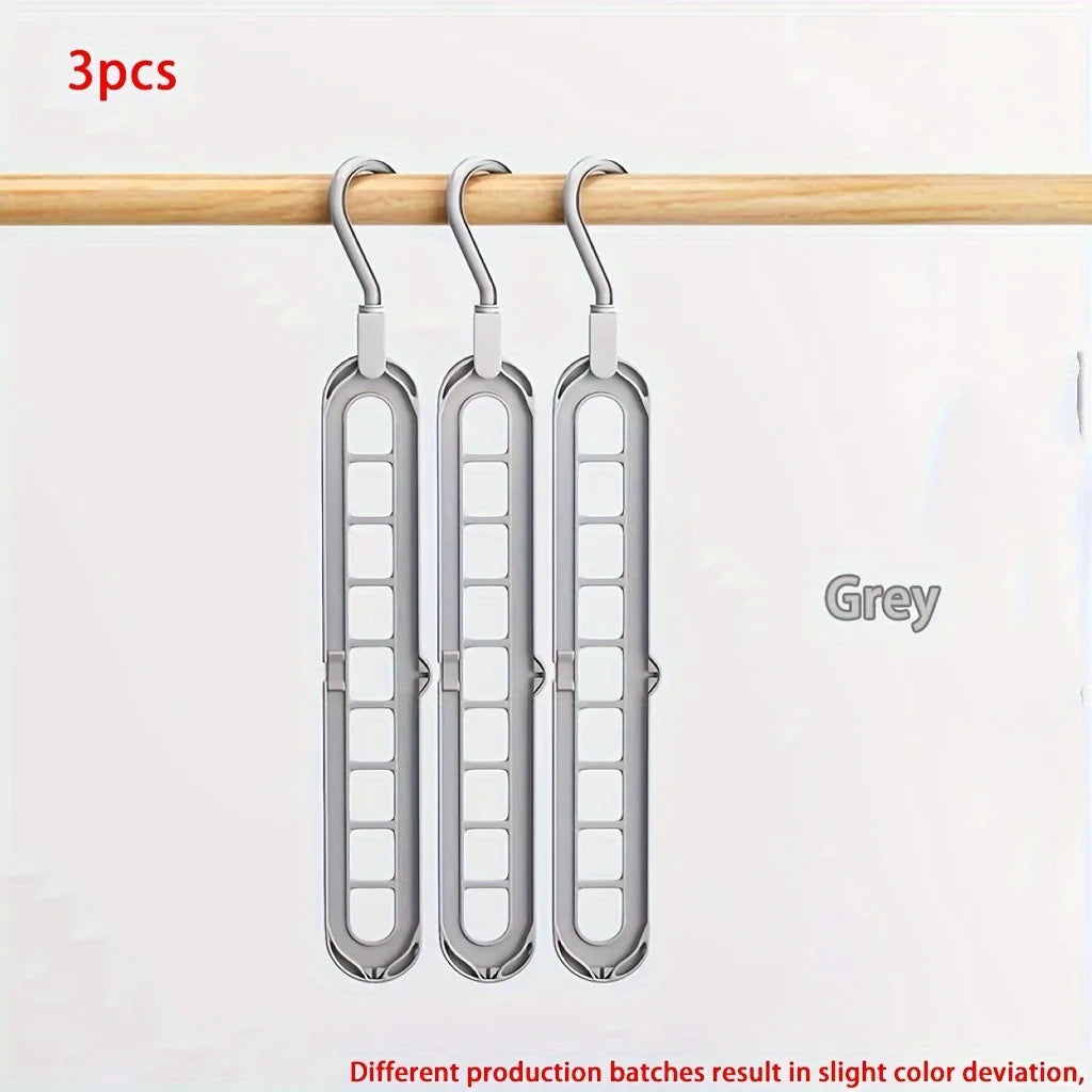 FlexiHang Foldable Hangers — 9-Hole Heavy Duty Space-Saving Clothes Organizers (3PCS Set)