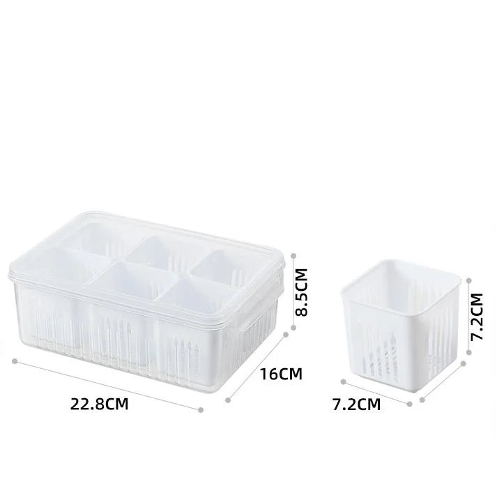 FreshGuard Refrigerator Storage Box — Drain Basket for Fruits, Vegetables, and Spices