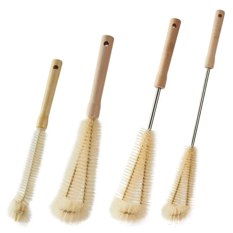PureBrush Natural Bottle Cleaner — Long Wooden Handle & Natural Bristles for Bottles, Cups & Jugs