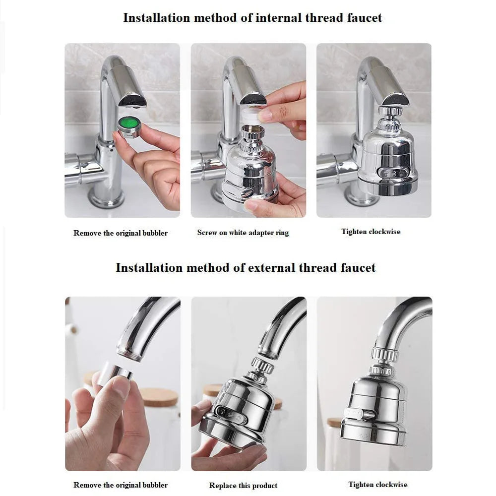 HydroFlex 360° Swivel Faucet Aerator — Dual Mode Water-Saving Nozzle