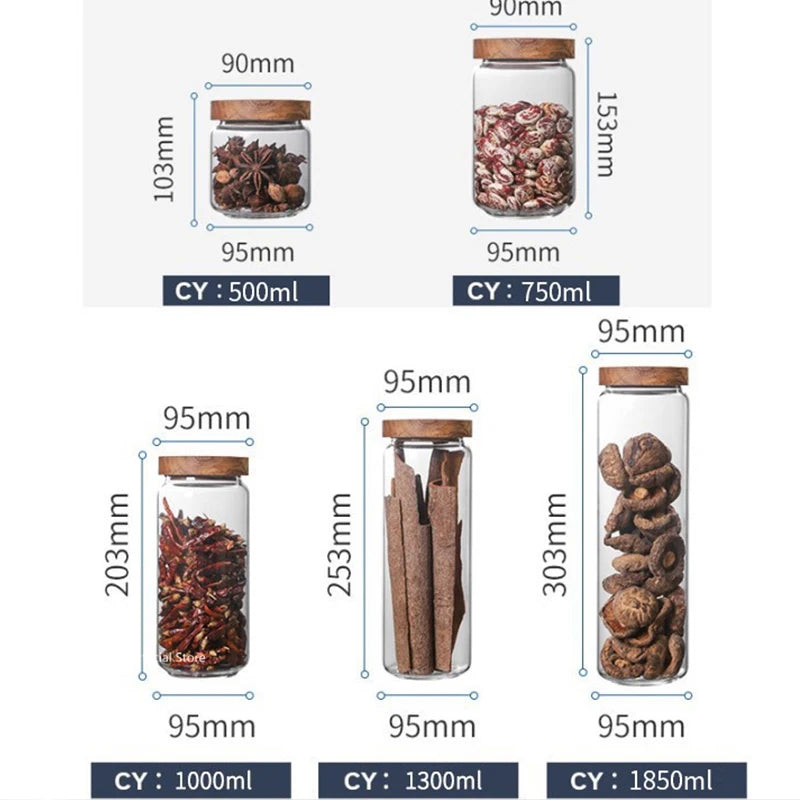 NatureSeal Glass Canister Set — Airtight Food Storage Jars with Wooden Lids