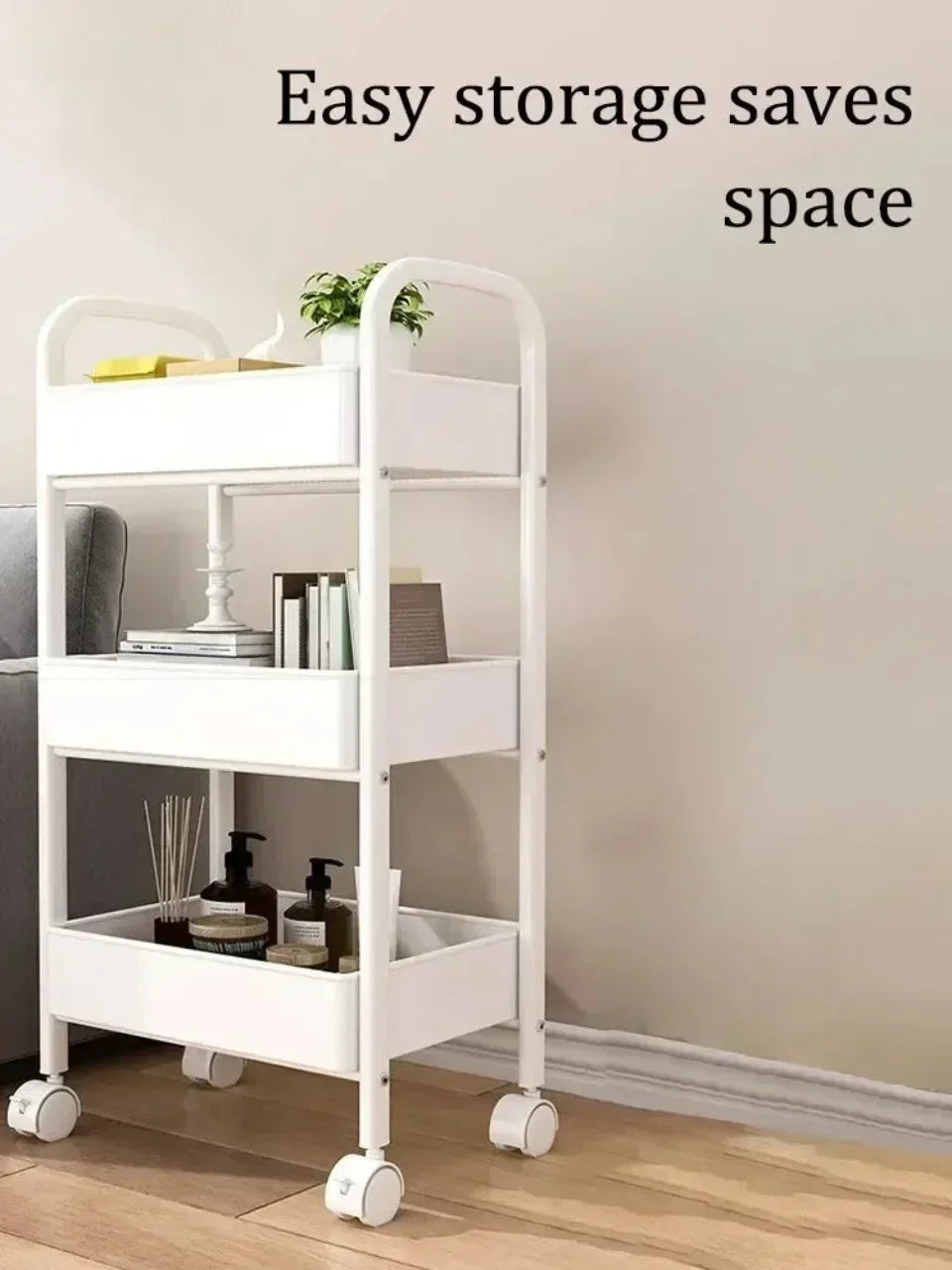 FlexiStore Mobile Storage Rack — 3/4 Tier Trolley Organizer with Wheels for Kitchen & Home