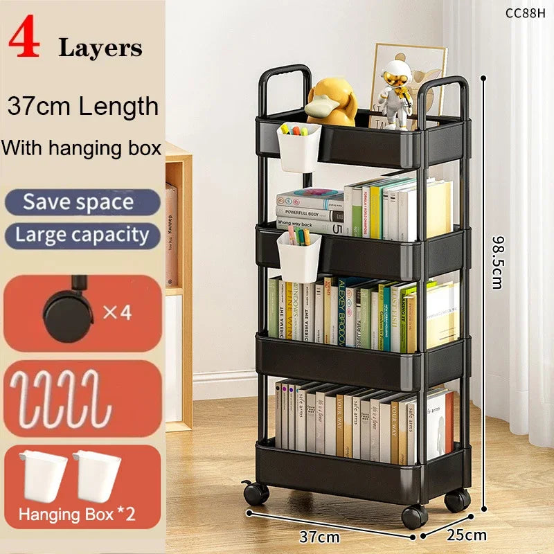 FlexiStore Mobile Storage Rack — 3/4 Tier Trolley Organizer with Wheels for Kitchen & Home