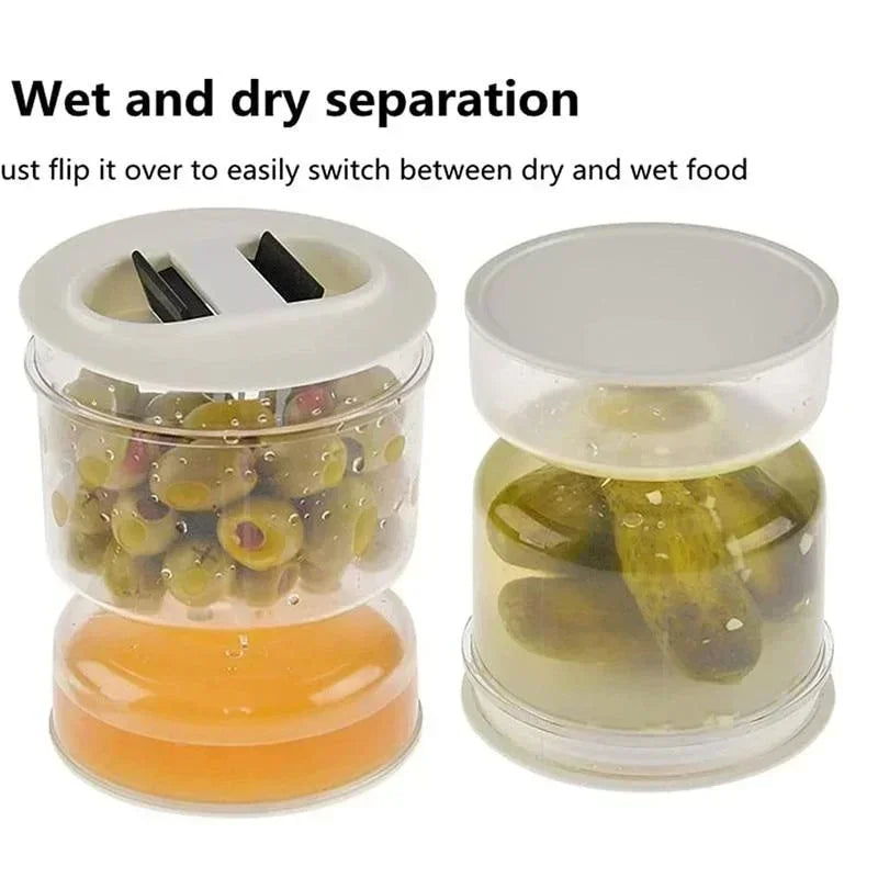 FreshSeal Pickle Jar — Hourglass Design with Flip Container & Strainer
