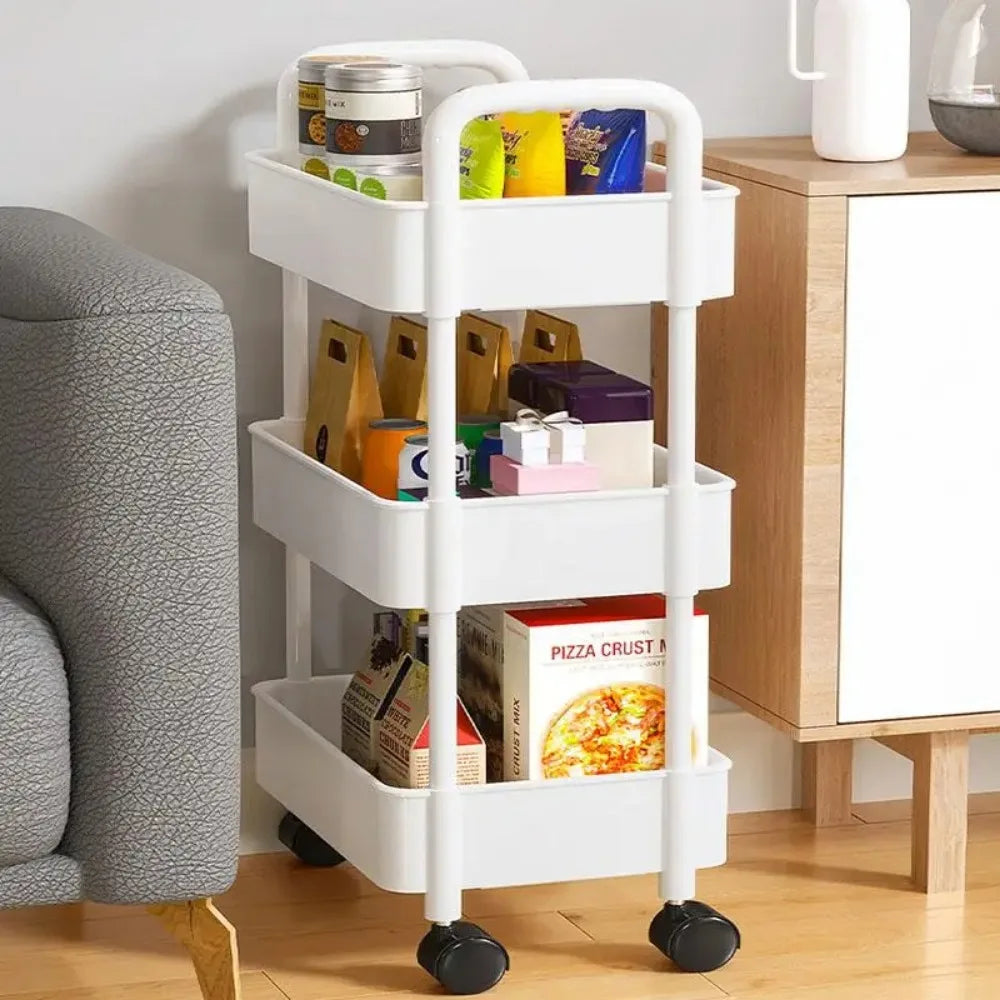 FlexiStore Mobile Storage Rack — 3/4 Tier Trolley Organizer with Wheels for Kitchen & Home
