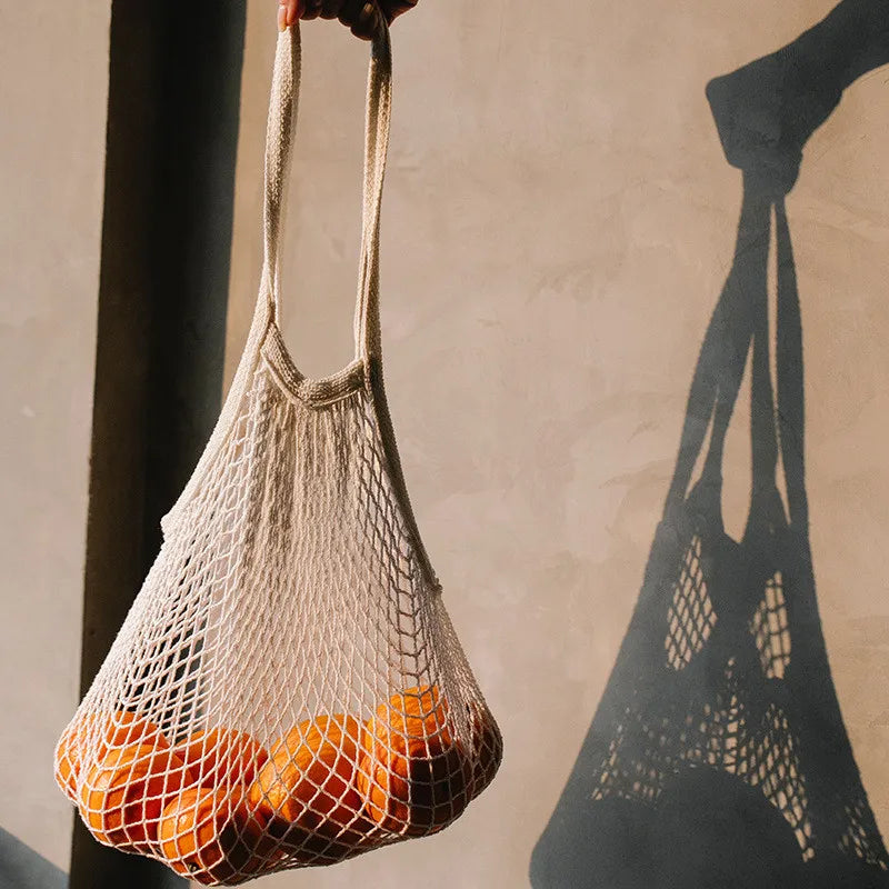 EcoCarry Reusable Cotton Mesh Tote Bags — Organic Washable Grocery Bags for Fruits & Vegetables