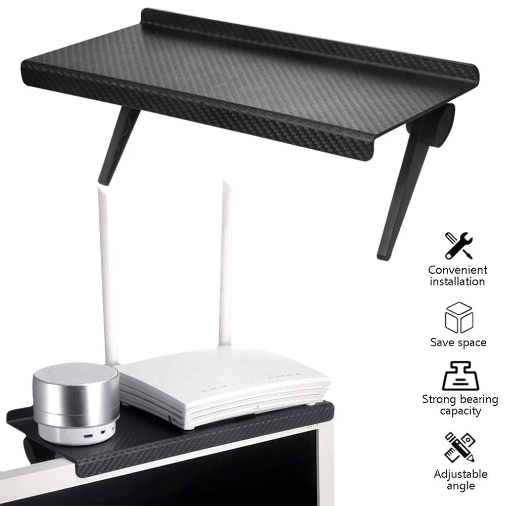 Adjustable TV and Monitor Top Shelf Rack