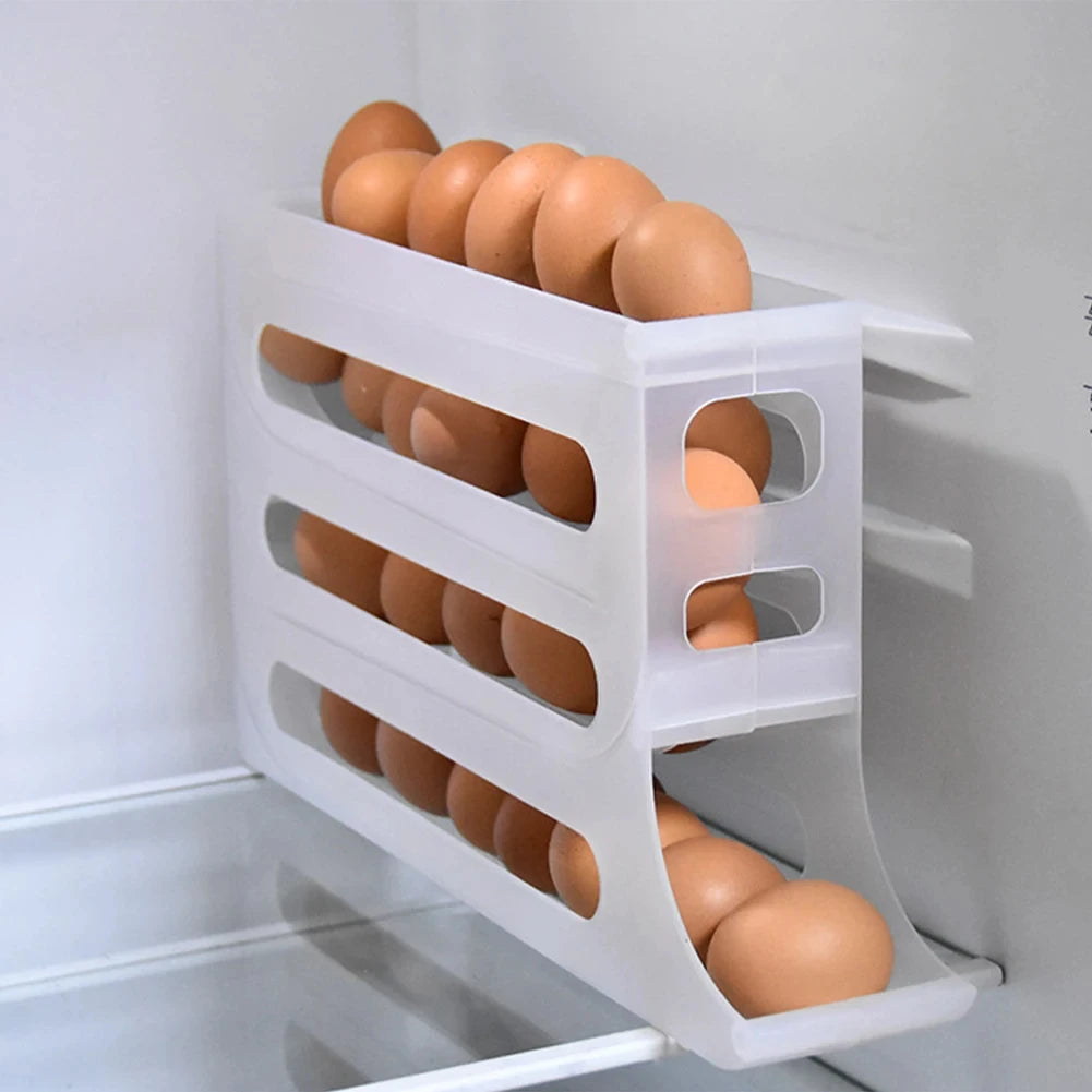 4-Tier Rolling Egg Storage Organizer