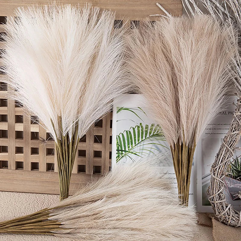 BohoBliss Faux Reed Bouquet – 10PCS Artificial Reed Flowers