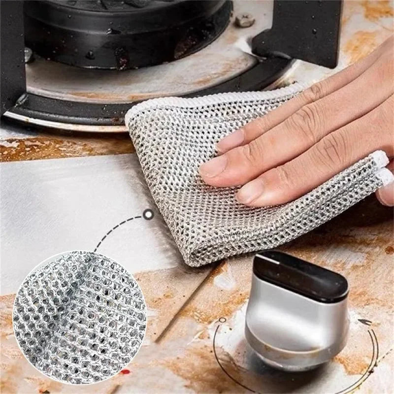 SteelShine Magic Wire Cleaning Cloths — Double-Sided Thickened Metal Scrubber for Dishes & Pots