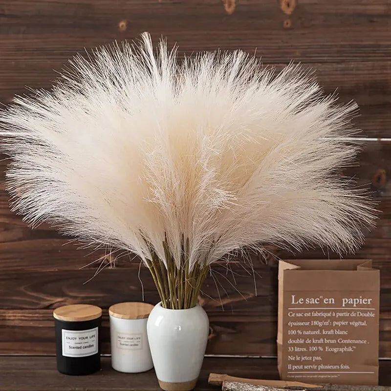 BohoBliss Faux Reed Bouquet – 10PCS Artificial Reed Flowers