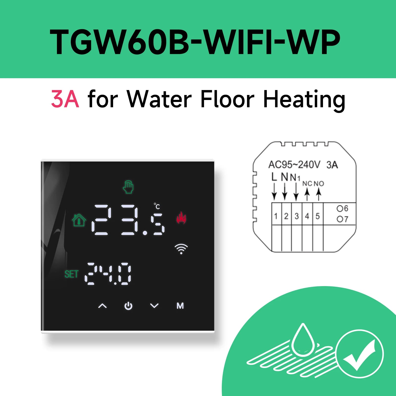 ThermoSmart WiFi Thermostat — Smart Temperature Controller for Electric Heating & Gas Boilers