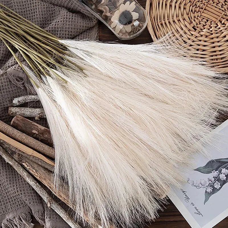 BohoBliss Faux Reed Bouquet – 10PCS Artificial Reed Flowers