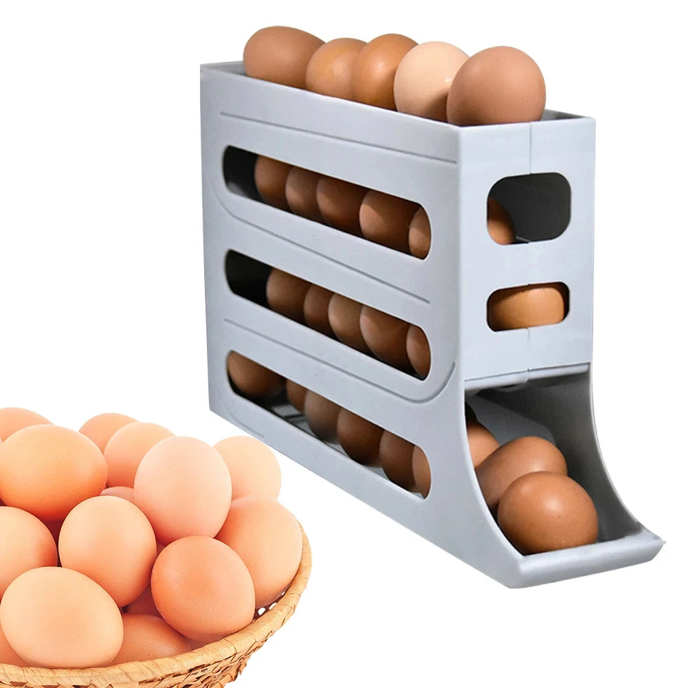 4-Tier Rolling Egg Storage Organizer