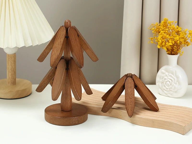 Tree Design Wooden Trivet Set