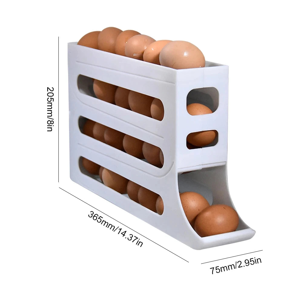 4-Tier Rolling Egg Storage Organizer