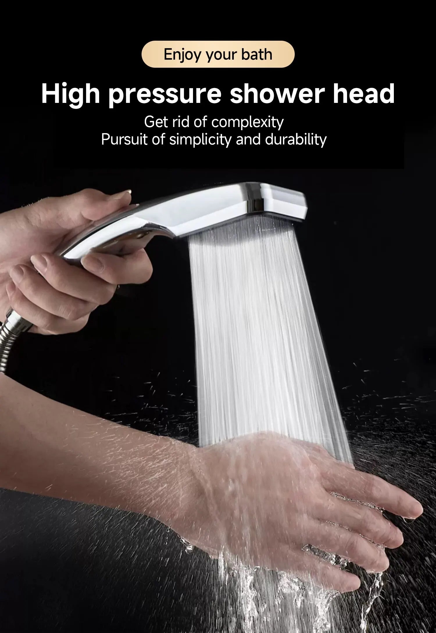RainSpa 300-Jet Pressurized Showerhead — Water-Saving Rainfall Experience
