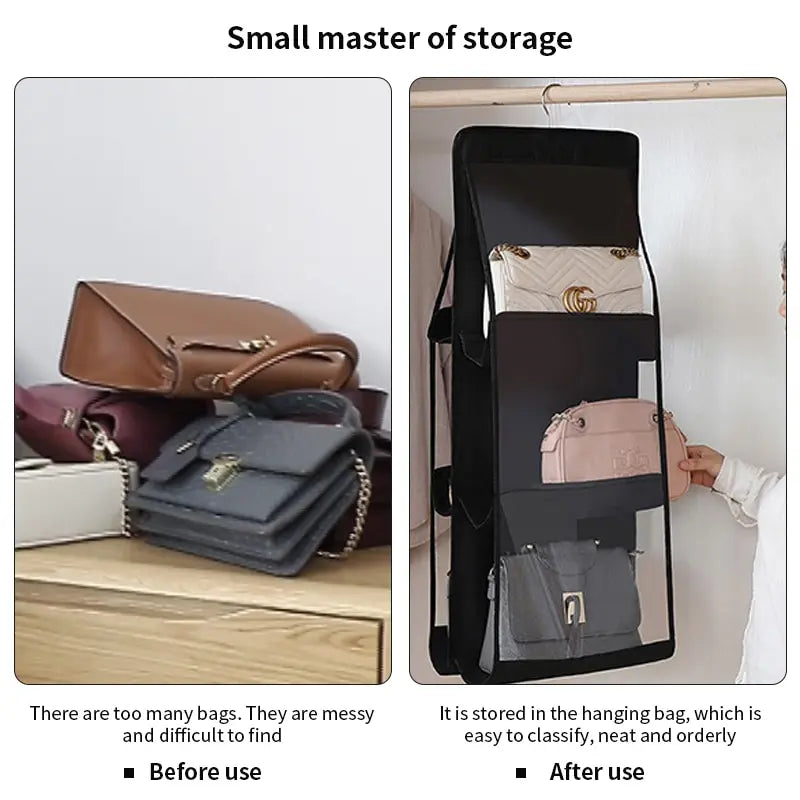 Elegance Keeper: Foldable 6-Pocket Handbag Organizer