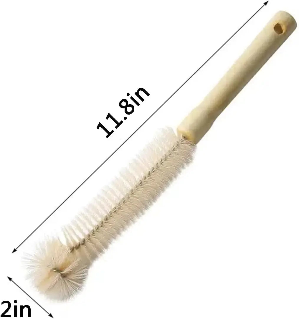 PureBrush Natural Bottle Cleaner — Long Wooden Handle & Natural Bristles for Bottles, Cups & Jugs