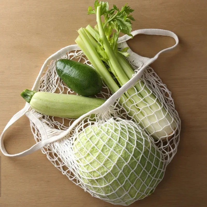 EcoCarry Reusable Cotton Mesh Tote Bags — Organic Washable Grocery Bags for Fruits & Vegetables