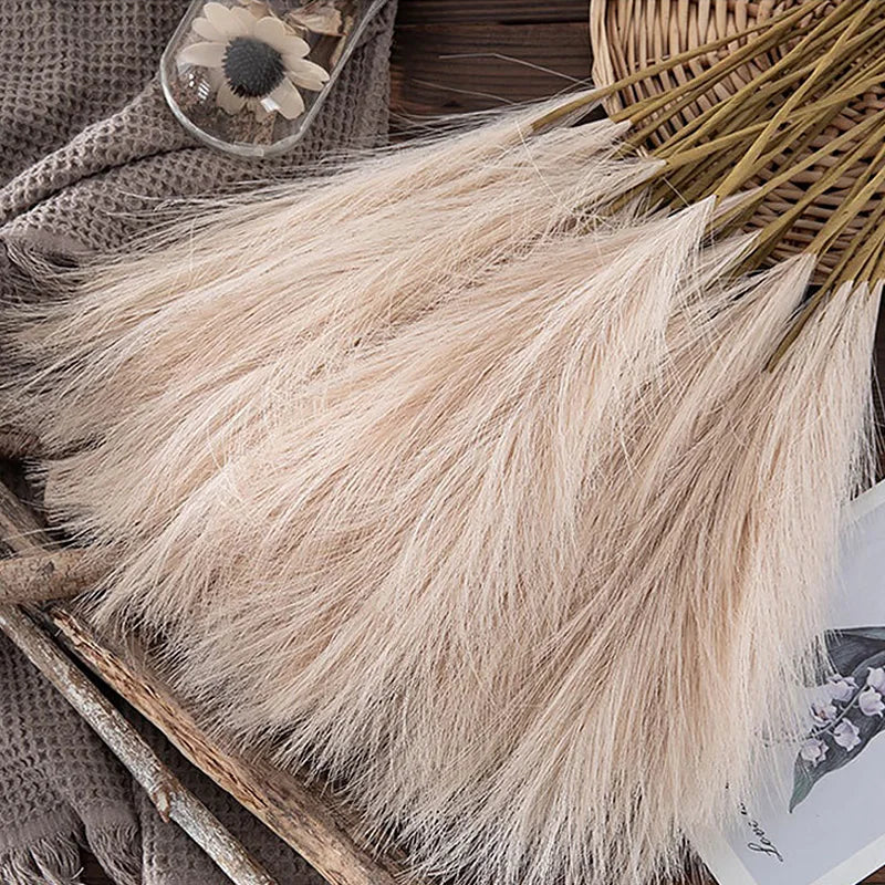 BohoBliss Faux Reed Bouquet – 10PCS Artificial Reed Flowers