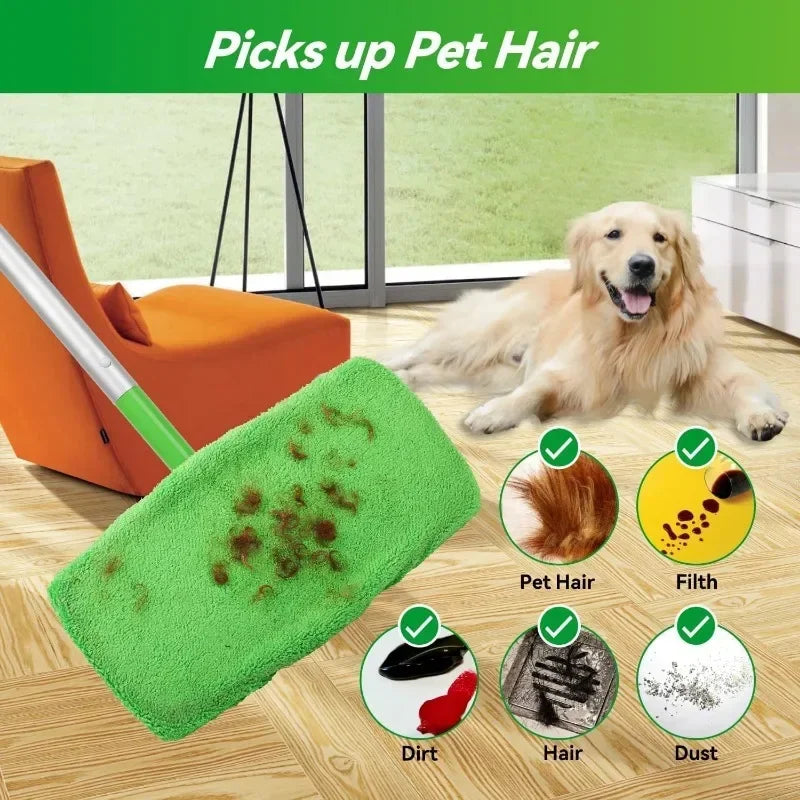 GreenClean Reusable Microfiber Mop Pads — Wet & Dry Sweeper Cloths for Flooring & Furniture