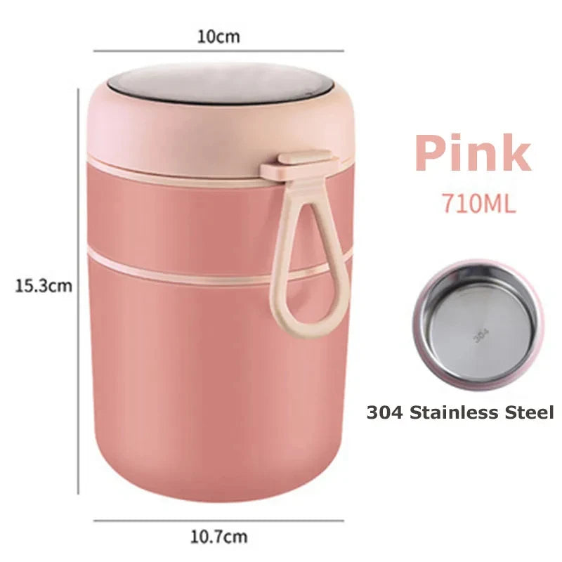 HeatLock Insulated Food Jar — Stainless Steel Thermos for Hot & Cold Meals (530ml/710ml)