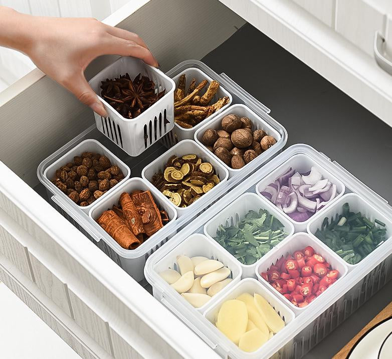 FreshGuard Refrigerator Storage Box — Drain Basket for Fruits, Vegetables, and Spices