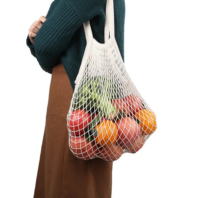 EcoCarry Reusable Cotton Mesh Tote Bags — Organic Washable Grocery Bags for Fruits & Vegetables