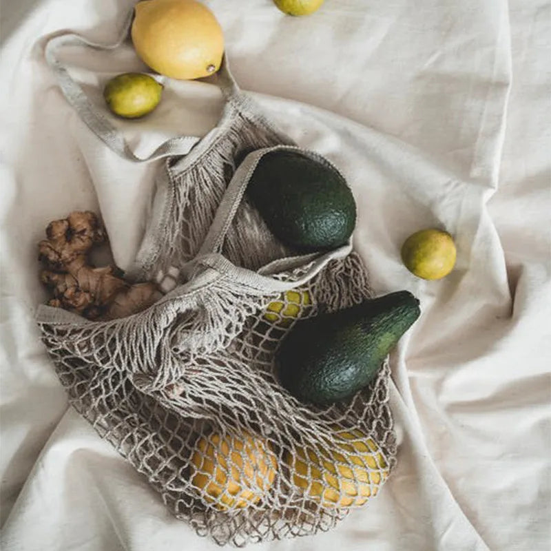 EcoCarry Reusable Cotton Mesh Tote Bags — Organic Washable Grocery Bags for Fruits & Vegetables