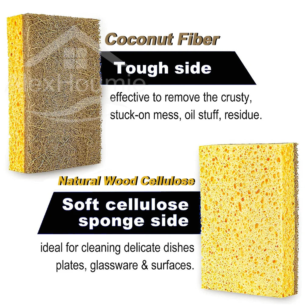EcoScrub Wood Pulp Scouring Pads — Biodegradable & Compostable Kitchen Sponges (10-Pack)