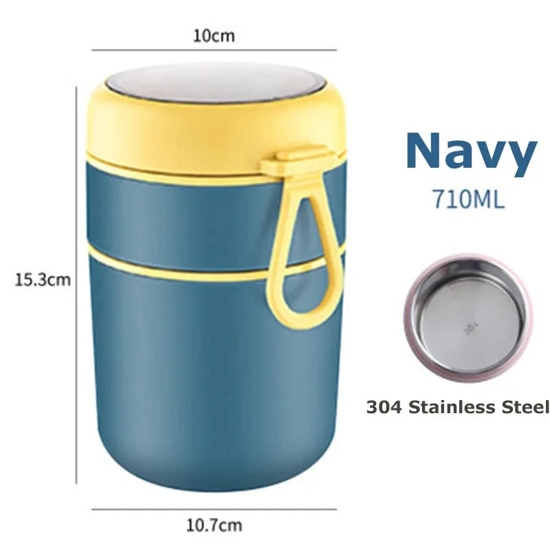 HeatLock Insulated Food Jar — Stainless Steel Thermos for Hot & Cold Meals (530ml/710ml)