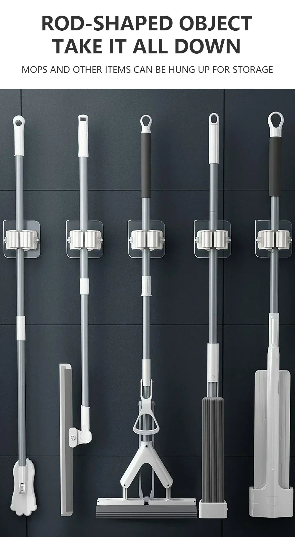 Wall-Mounted Mop and Broom Organizer