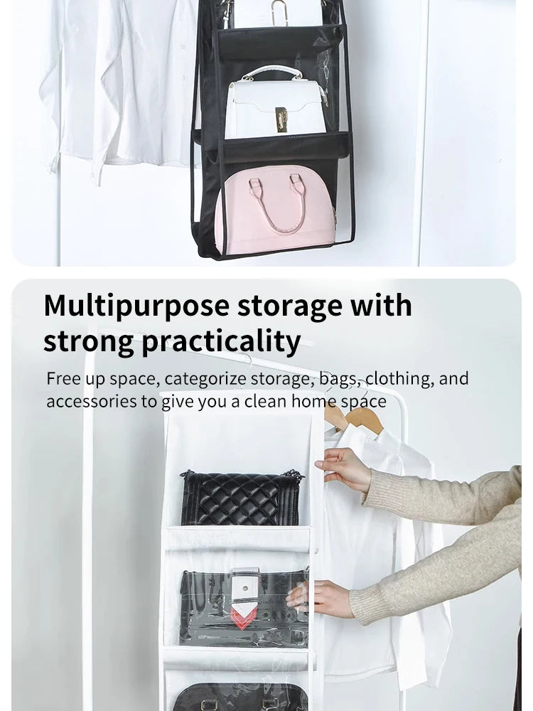 Elegance Keeper: Foldable 6-Pocket Handbag Organizer