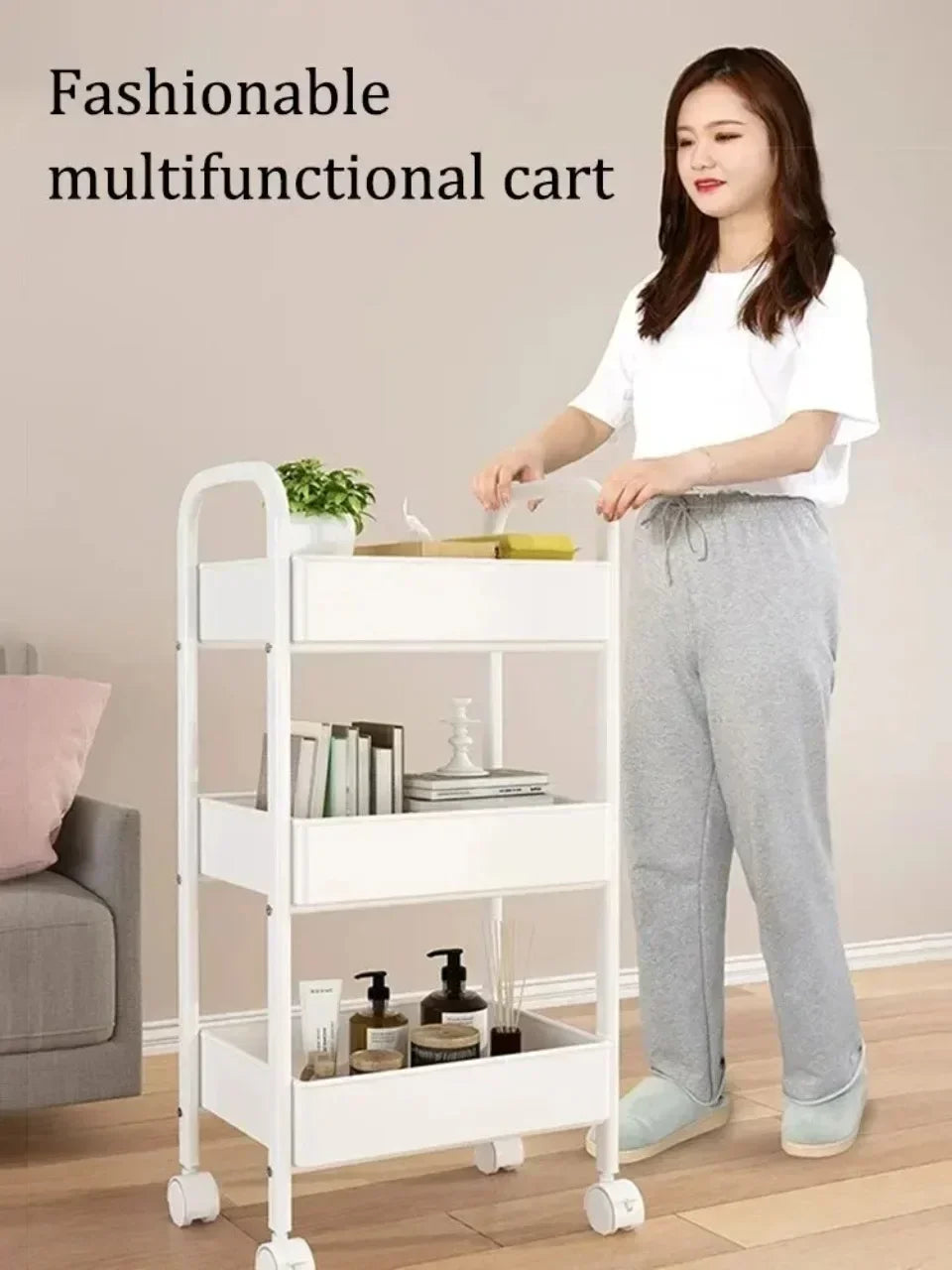 FlexiStore Mobile Storage Rack — 3/4 Tier Trolley Organizer with Wheels for Kitchen & Home