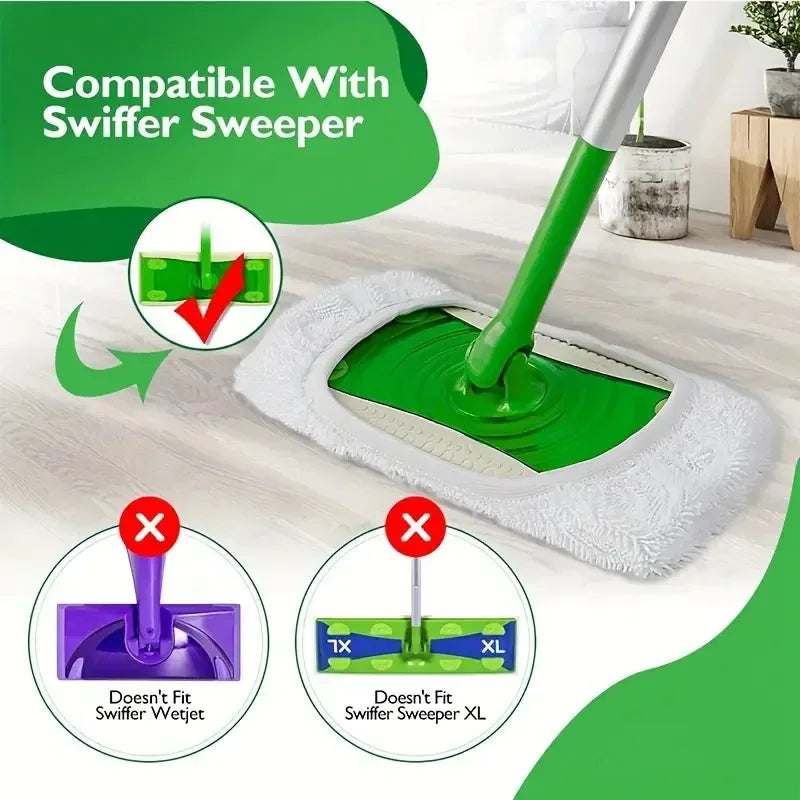GreenClean Reusable Microfiber Mop Pads — Wet & Dry Sweeper Cloths for Flooring & Furniture