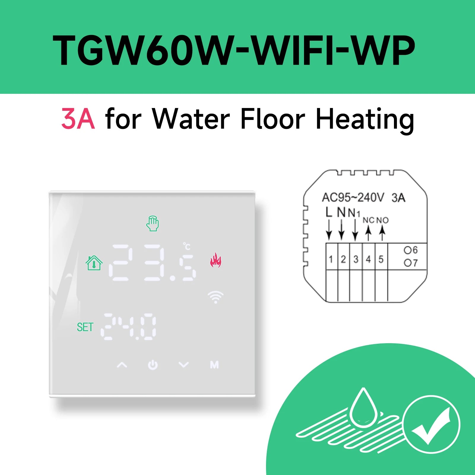 ThermoSmart WiFi Thermostat — Smart Temperature Controller for Electric Heating & Gas Boilers