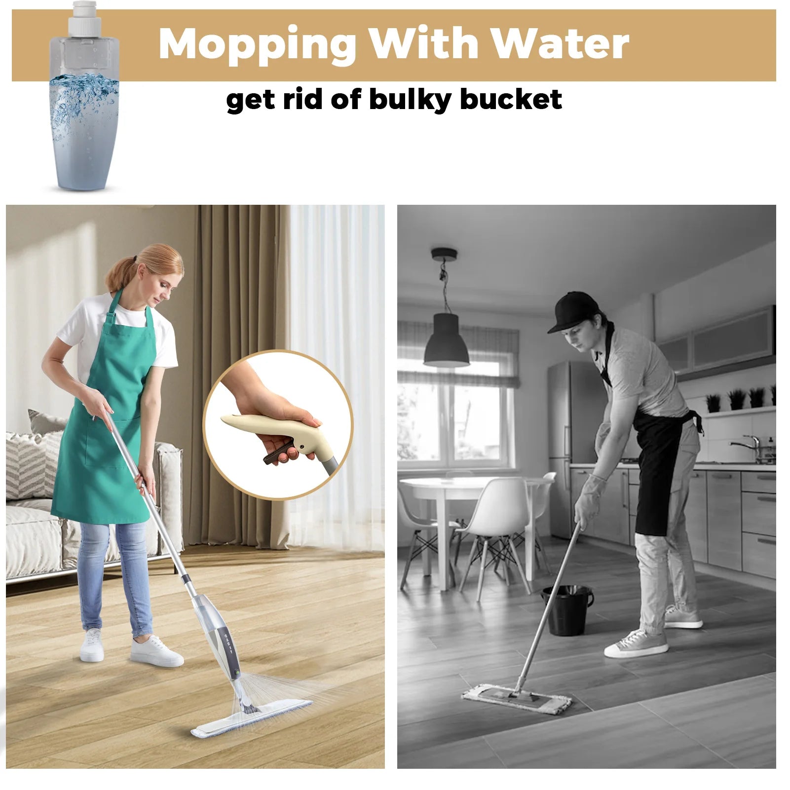 MagicMop Spray Mop Set — Flat Rotating Mop with Reusable Microfiber Pads