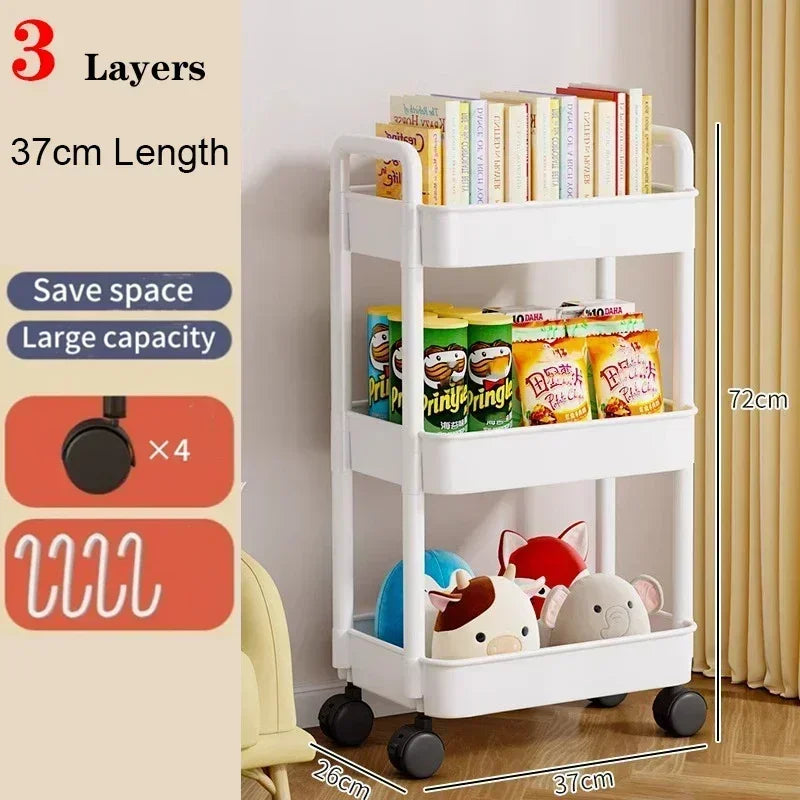 FlexiStore Mobile Storage Rack — 3/4 Tier Trolley Organizer with Wheels for Kitchen & Home
