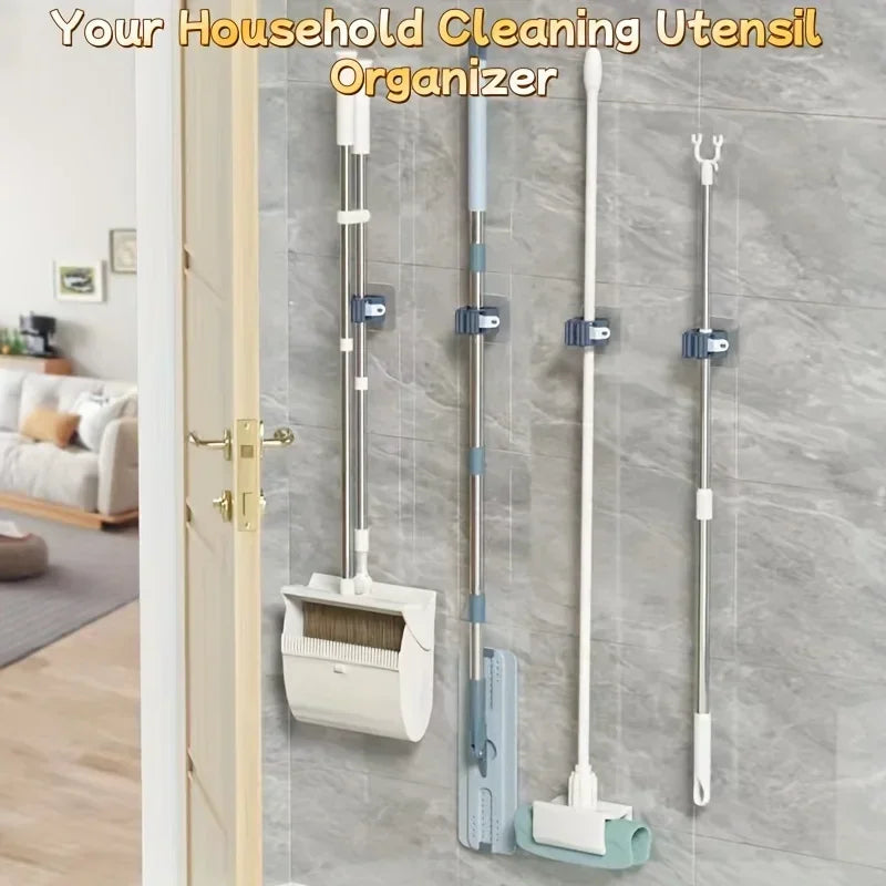 Wall-Mounted Mop and Broom Organizer