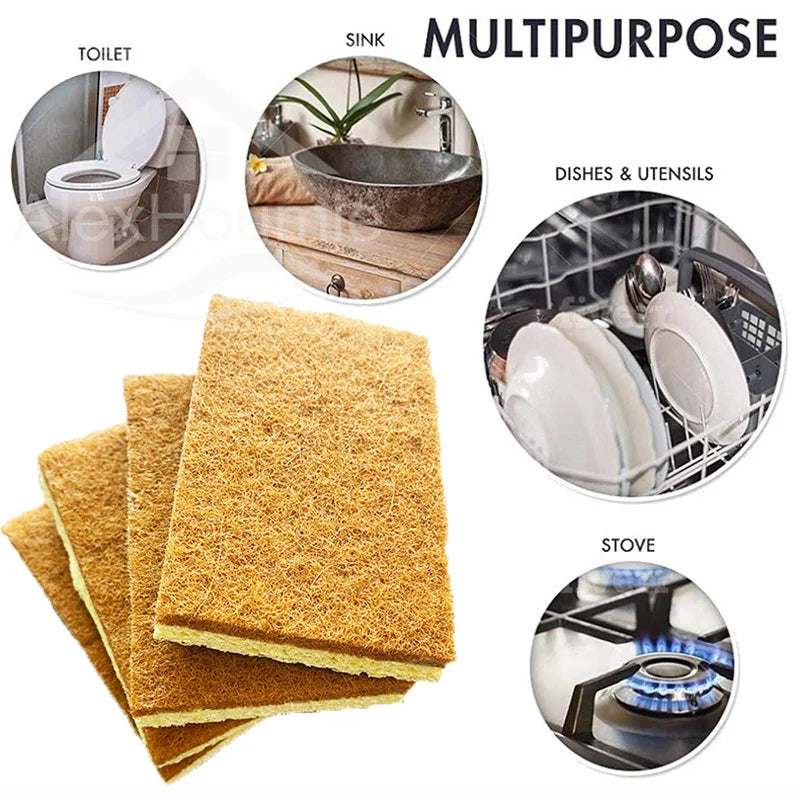 EcoScrub Wood Pulp Scouring Pads — Biodegradable & Compostable Kitchen Sponges (10-Pack)