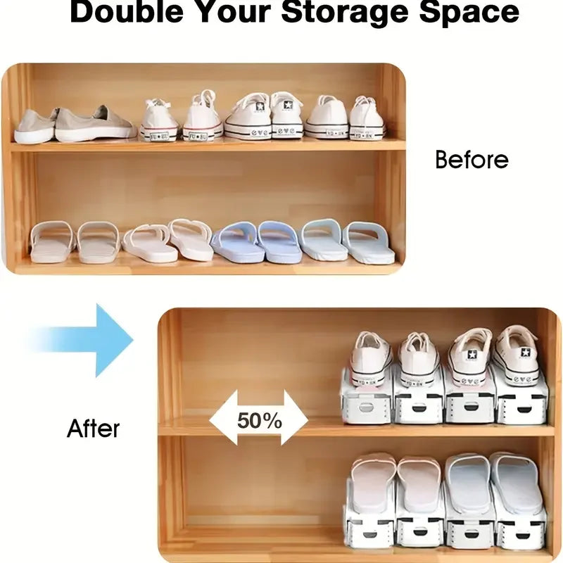 Adjustable 6-Piece Double-Layer Shoe Organizer