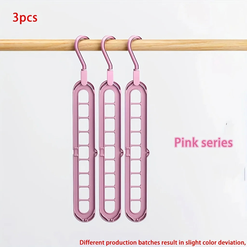 FlexiHang Foldable Hangers — 9-Hole Heavy Duty Space-Saving Clothes Organizers (3PCS Set)
