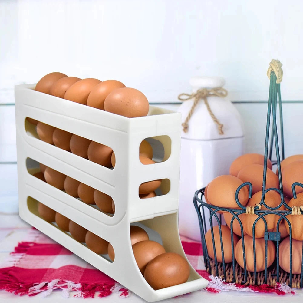 4-Tier Rolling Egg Storage Organizer