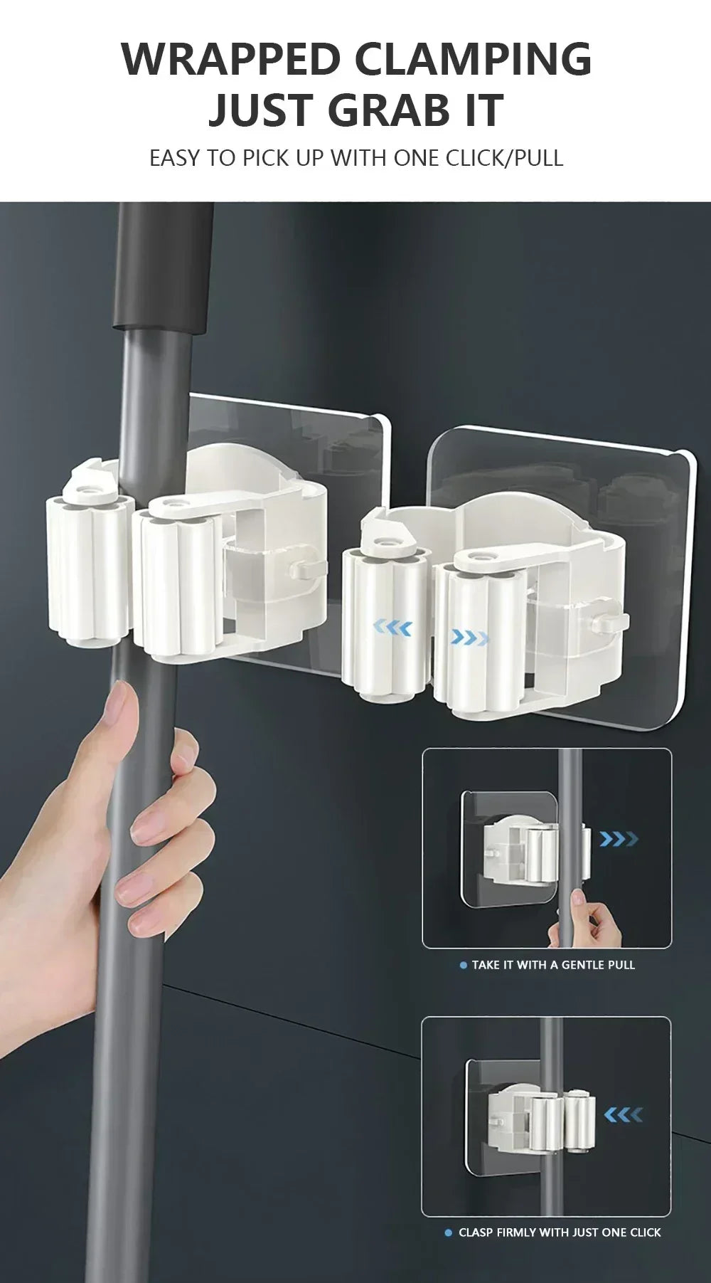 Wall-Mounted Mop and Broom Organizer
